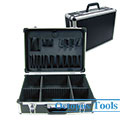 Aluminum Storage Case 455x330x152mm, w/ Removable Panels, Black