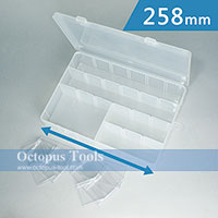 Plastic Compartment Box 24 Grids, Adjustable Dividers, Hanging Hole, 10.2x7.3x2 inch