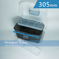 Plastic Compartment Box 2 Layers, 2 Trays, Handle, 12x7.3x9.1 inch