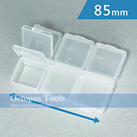 Pill Box, 6 Lids, 3.4x2.5x0.7 inch