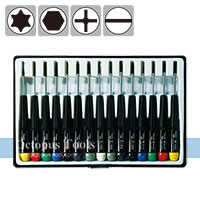 Screwdriver Set (15pcs, Slotted, Phillips, Ball End, Hex)