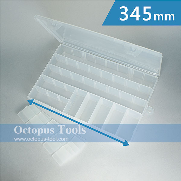Plastic Storage Box, Adjustable Compartment, 350x230x50mm