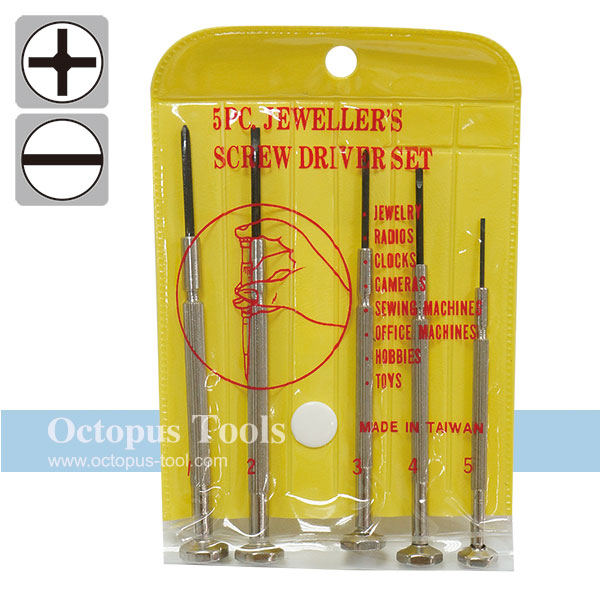 5-Piece Precision Screwdriver, Slotted and Philips