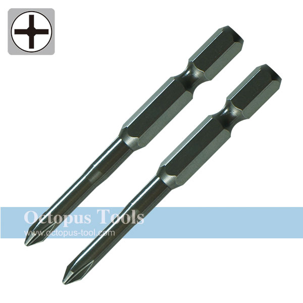 Bits for Rechargeable, Electric (Air) Drivers, Philips #2 x 65mm 6.35 hex shank (2pcs/pack)
