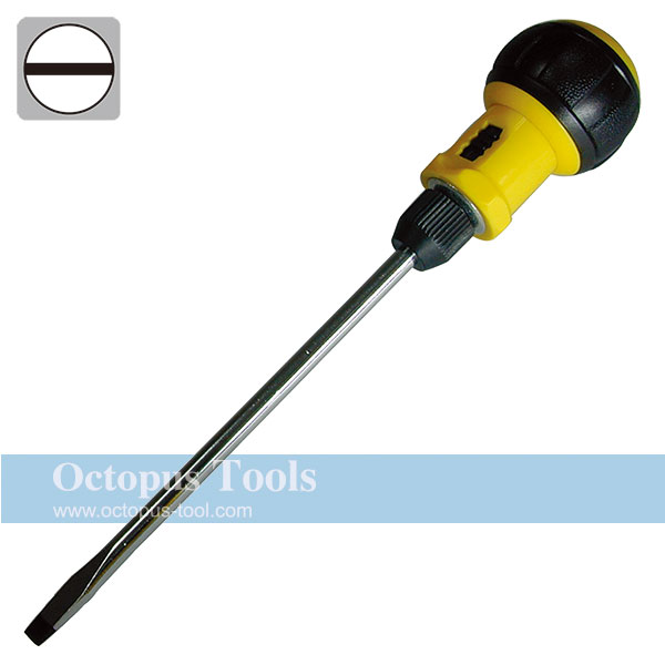 Cushion Grip Ratchet Drivers, 6mm Slotted Tip, 210mm Long
