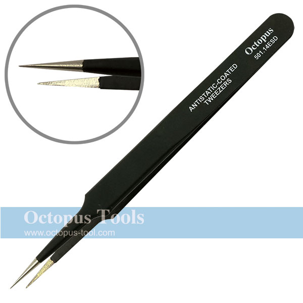 ESD-safe Stainless Steel Non-Magnetic Tweezers Pointed Straight Tip