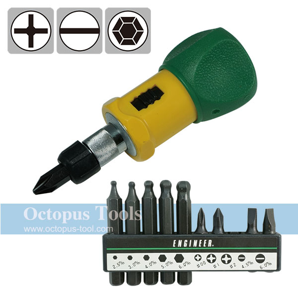 Replaceable Ratchet Driver Set Slotted/Philips/Hex DR-04