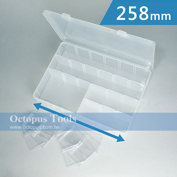 Plastic Compartment Box 24 Grids, Adjustable Dividers, Hanging Hole, 10.2x7.3x2 inch