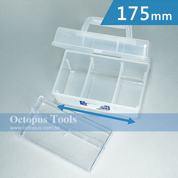 Plastic Compartment Box 2 Layers, 1 Tray, Adjustable Dividers, Handle, 6.9x4.3x3.8 inch