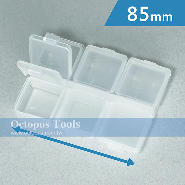 Plastic Compartment Box 6 Grids, 6 Lids, 3.4x2.5x0.7 inch