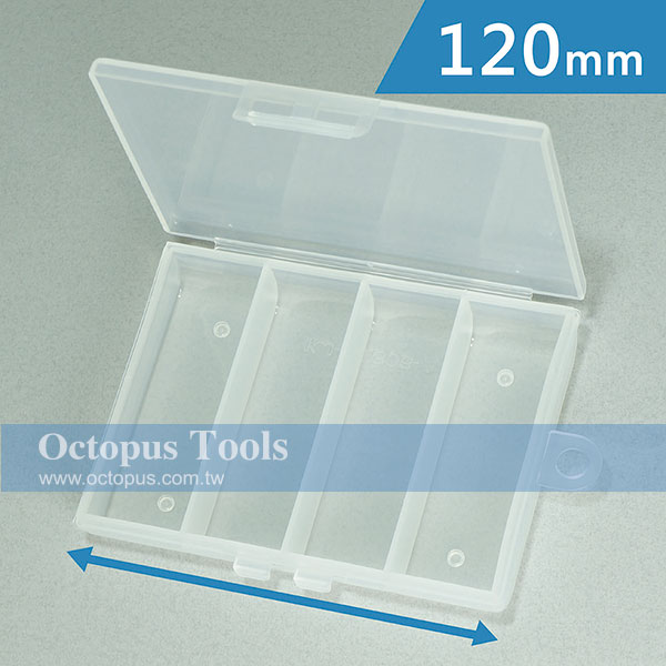 Plastic Compartment Box 4 Grids, Hanging Hole, 4.7x3.5x0.8 inch
