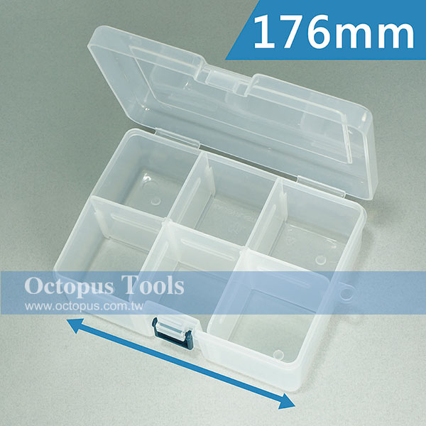 Plastic Compartment Box 6 Grids, Adjustable Dividers, Hanging Hole, 6.9x5.1x2.6 inch