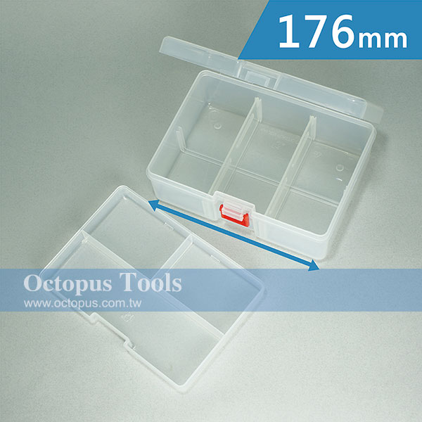 Plastic Compartment Box 2 Layers, 1 Tray, Adjustable Dividers, Hanging Hole, 6.9x5.1x2.6 inch