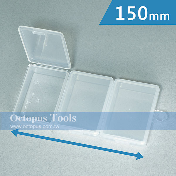 Plastic Compartment Box 3 Grids, 3 Lids, Hanging Hole, 5.9x2.8x0.9 inch