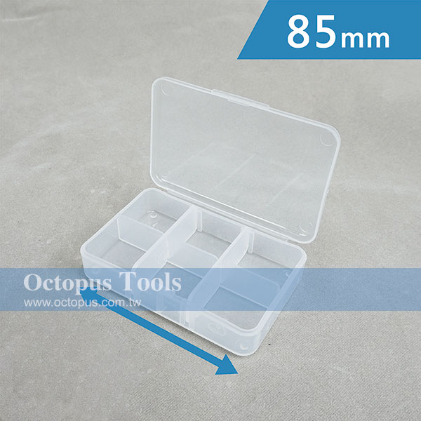 Plastic Compartment Box 6 Grids, Adjustable Dividers, 3.4x2.3x0.8 inch