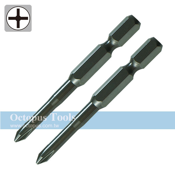 Bits for Rechargeable, Electric (Air) Drivers, Philips #2 x 65mm 6.35 hex shank (2pcs/pack)