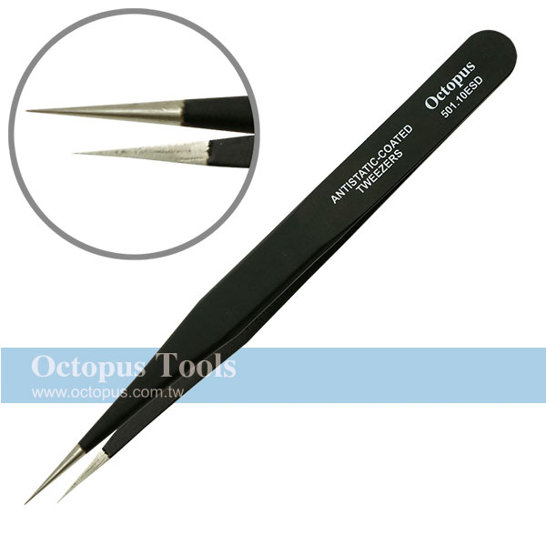 ESD-safe Stainless Steel Non-Magnetic Tweezers Fine Straight Tip