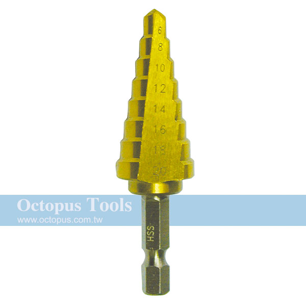 Titanium Coated Step Drill Bit Hex Shank 6-20mm