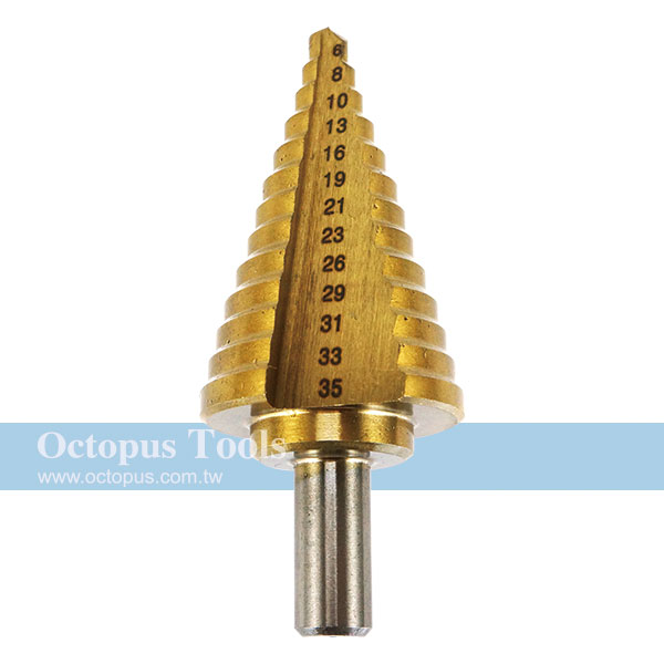 Titanium Coated Step Drill Bit Round Shank 6-35mm