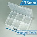 Plastic Compartment Box 6 Grids, Adjustable Dividers, Hanging Hole, 6.9x5.1x2.6 inch