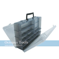 Plastic Compartment Box 54 Grids, Double Side, Adjustable Dividers, Handle, 14.1x9x3.9 inch