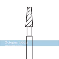 Diamond-Coated Tip Burr Dia. 8mm Tapered Flat Top 6mm Shank