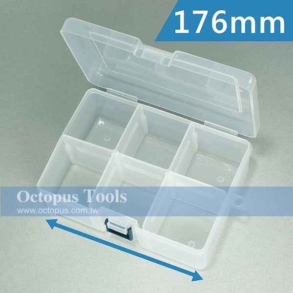 Plastic Compartment Box 6 Grids, Adjustable Dividers, Hanging Hole, 6.9x5.1x2.6 inch