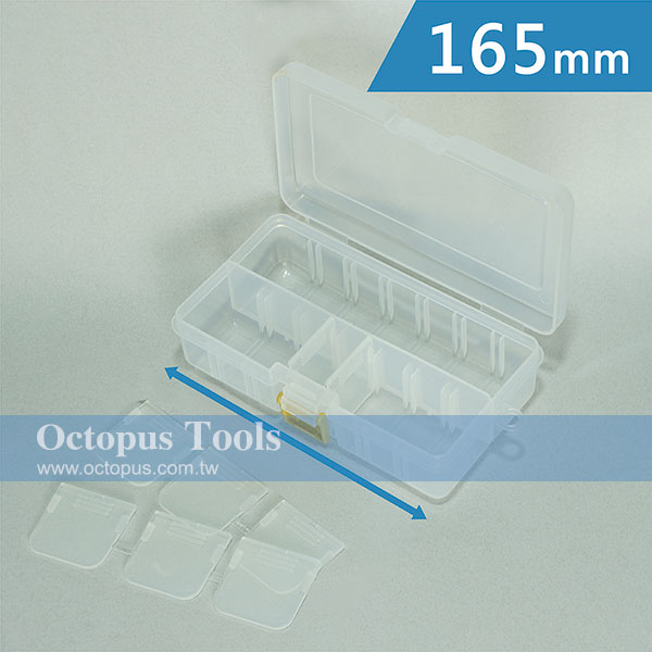 Plastic Compartment Box 14 Grids, Adjustable Dividers, Hanging Hole, 6.5x3.7x1.8 inch
