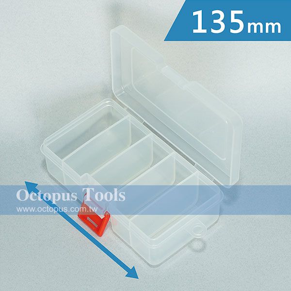 Plastic Compartment Box 5 Grids, Hanging Hole, 5.3x3x1.6 inch