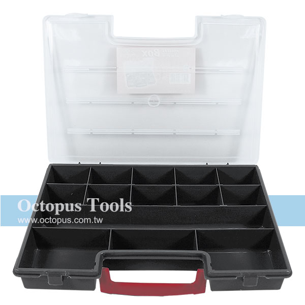 Plastic Compartment Box 14 Grids, Handle, 12.2x8.2x1.8 inch
