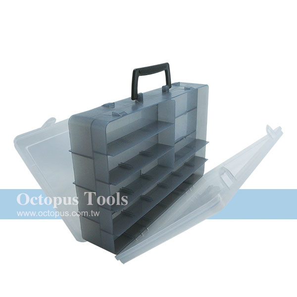 Plastic Compartment Box 54 Grids, Double Side, Adjustable Dividers, Handle, 14.1x9x3.9 inch