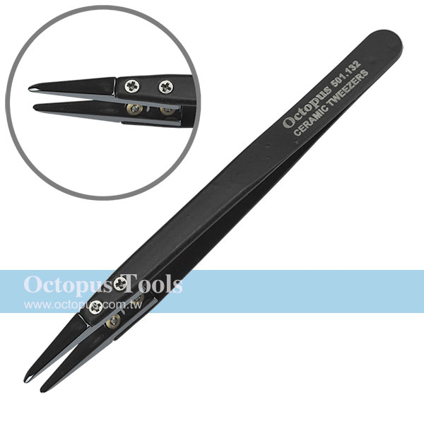 Black Ceramic Replacement Tweezers Round Point Tip 2.0mm