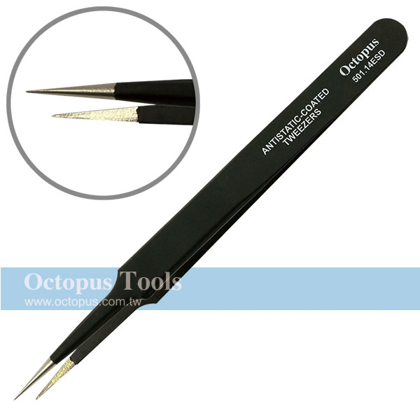 ESD-safe Stainless Steel Non-Magnetic Tweezers Pointed Straight Tip