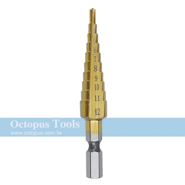 Titanium Coated Step Drill Bit Hex Shank 3-12mm