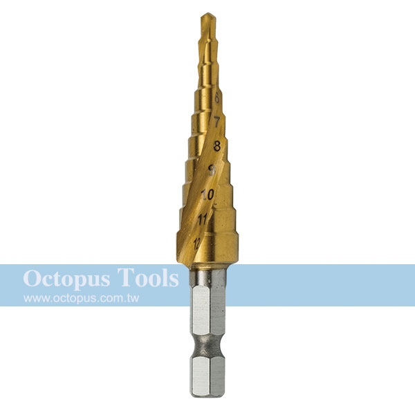 Titanium Coated Step Drill Bit Hex Shank 3-12mm