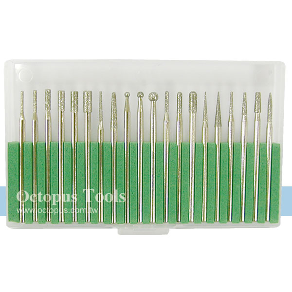 Diamond-Coated Tip Assorted Burrs 20pcs/set