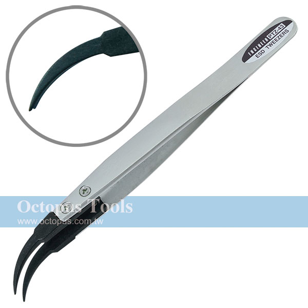 ESD PPS Tipped Tweezers J-Curved Tip PTZ-43 Engineer